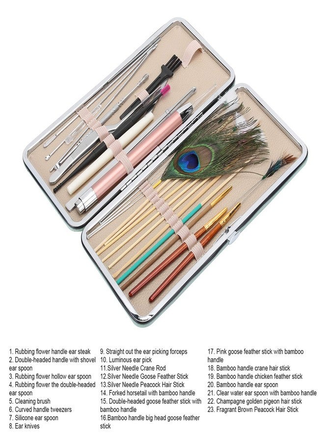 ZJchao Ear Wax Removal Tool, 23psc Spiral Ear Pick Sets Double Ended Ear Scoop Spoon Ear Care Supplies for Woman Man Earwax Removal Ear Cleaning Tools Set(23 Mint Green Ear Pick Sets) - Image 3